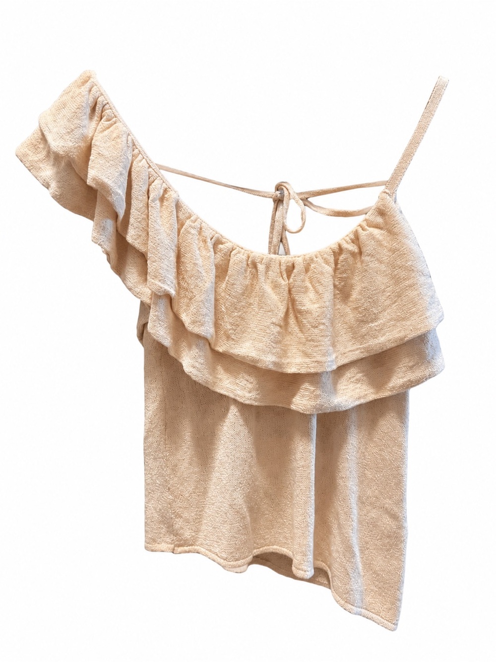 Zara Beige Ruched Off Shoulder Knit Top Size Small NWT - Picture 3 of 9